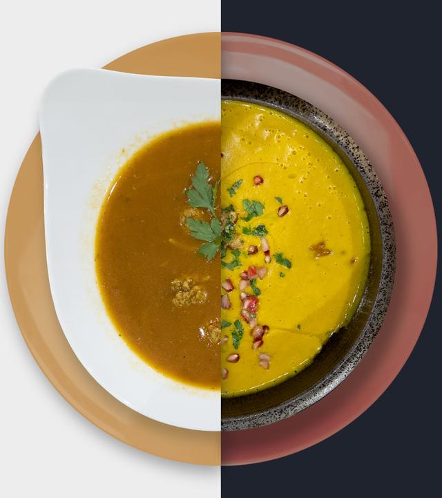 Marokkanische Kichererbsensuppe vs. Kürbis-Kokos-Suppe
