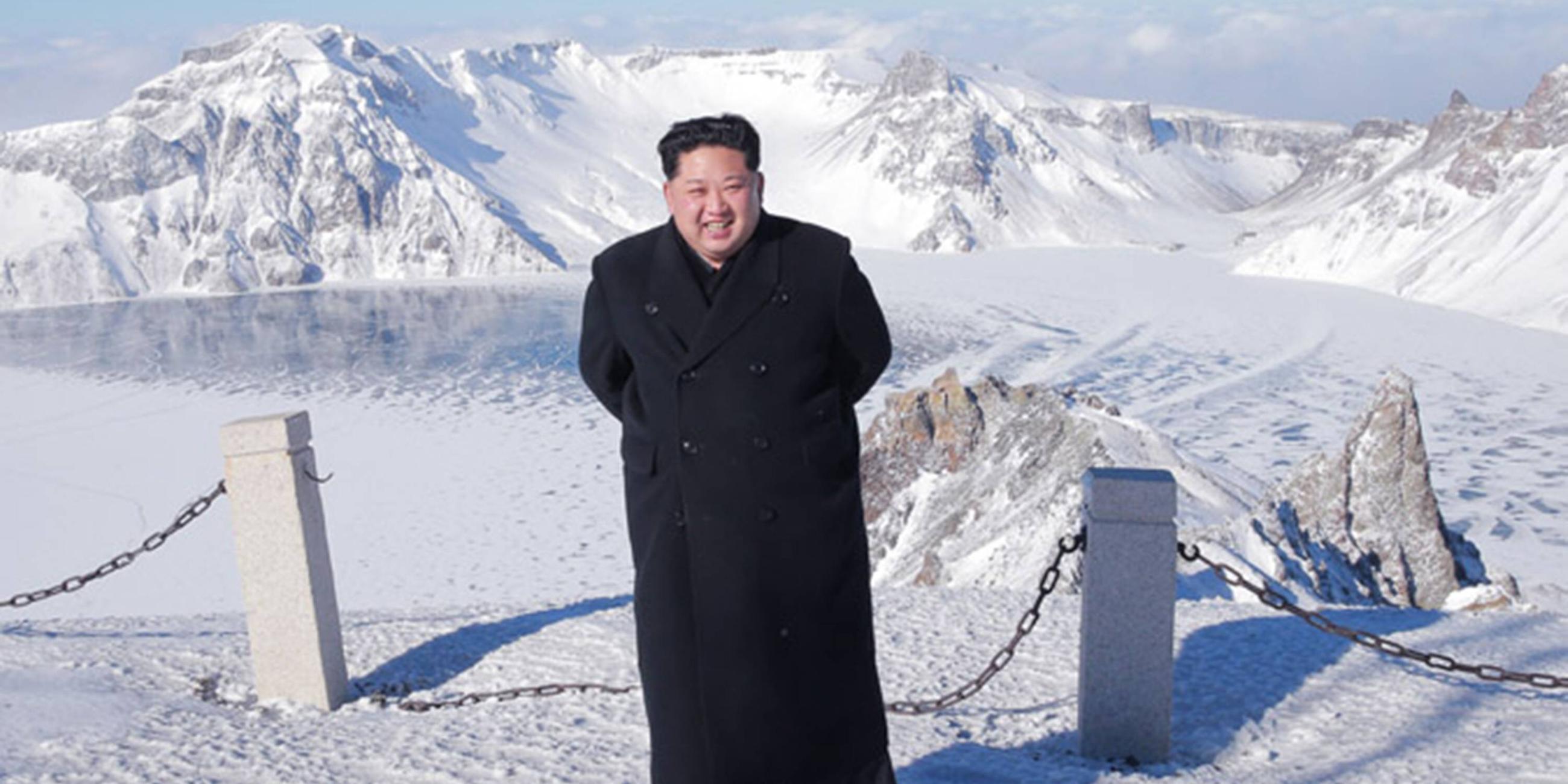 Kim Jong-un bei Besichtigungstour zum Mount Paektu, einem aktiven Vulkan an der Grenze zwischen Nordkorea und China- 2017