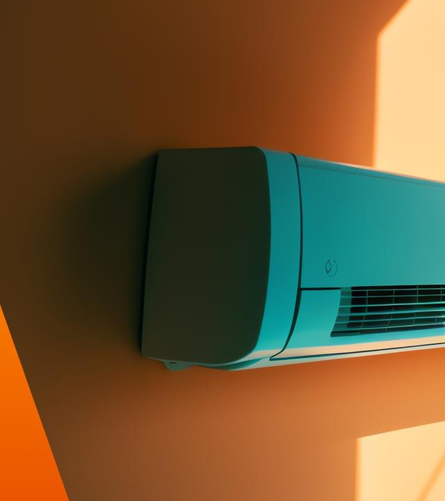Klimaanlage an oranger Zimmerwand