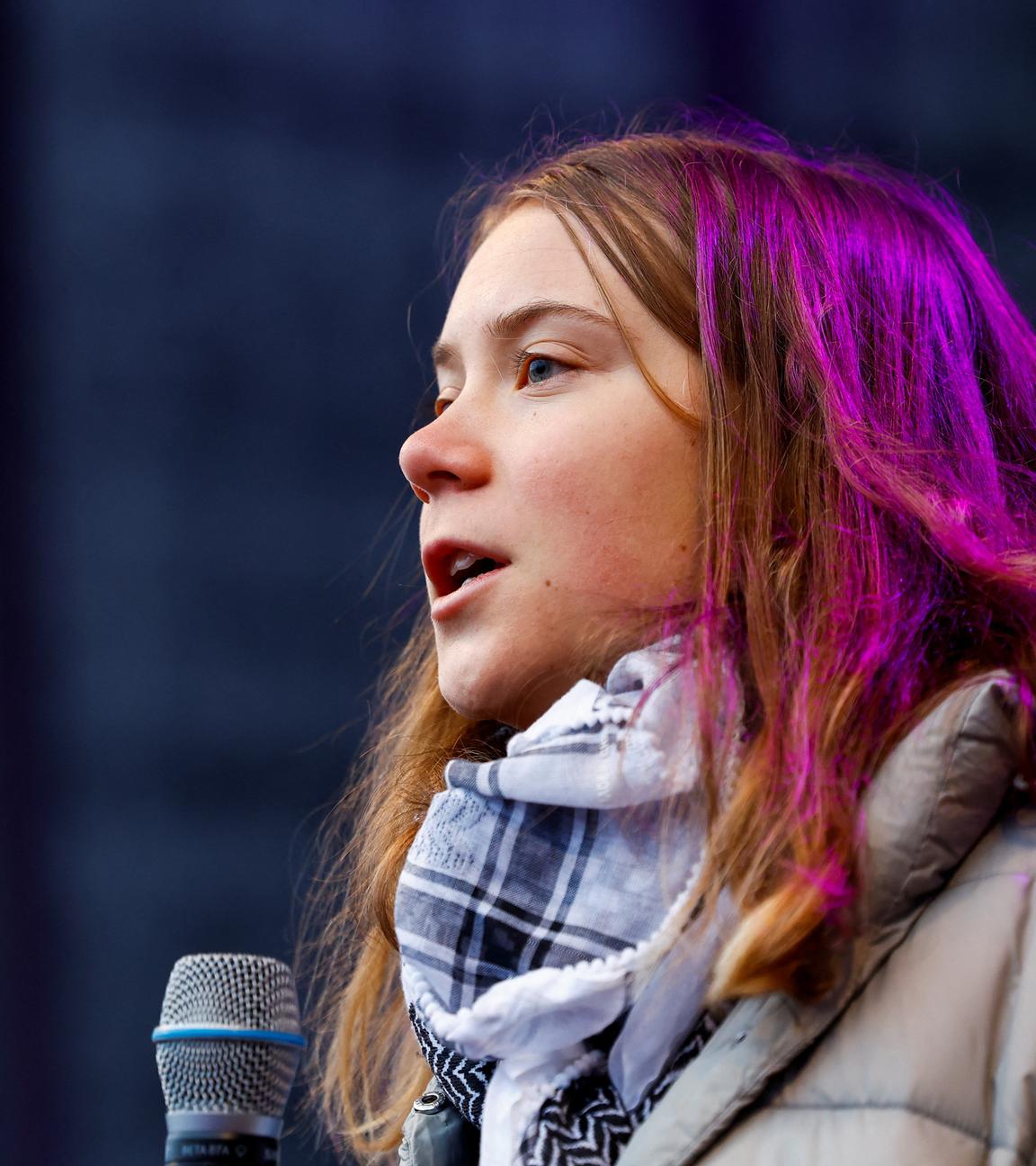 Klimaaktivistin Greta Thunberg auf einer Demonstration in Amsterdam.