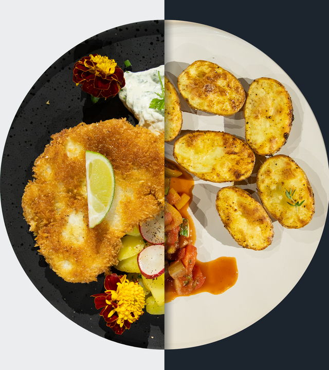 Knusper-Blumenkohl vs. Ofenkartoffeln