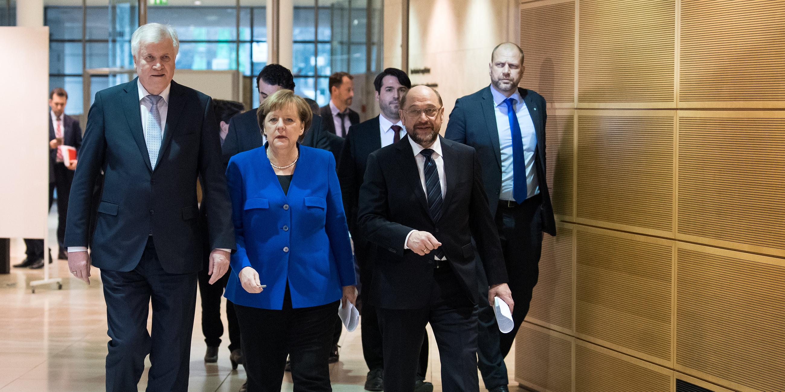 Koalitionsverhandlungen Merkel Schulz Seehofer