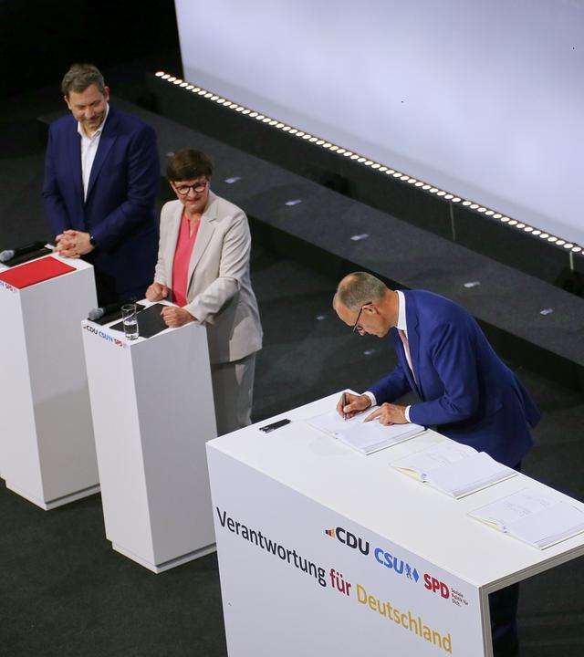 Unterzeichnung Koalitionsvertrag zwischen CDU, CSU und SPD