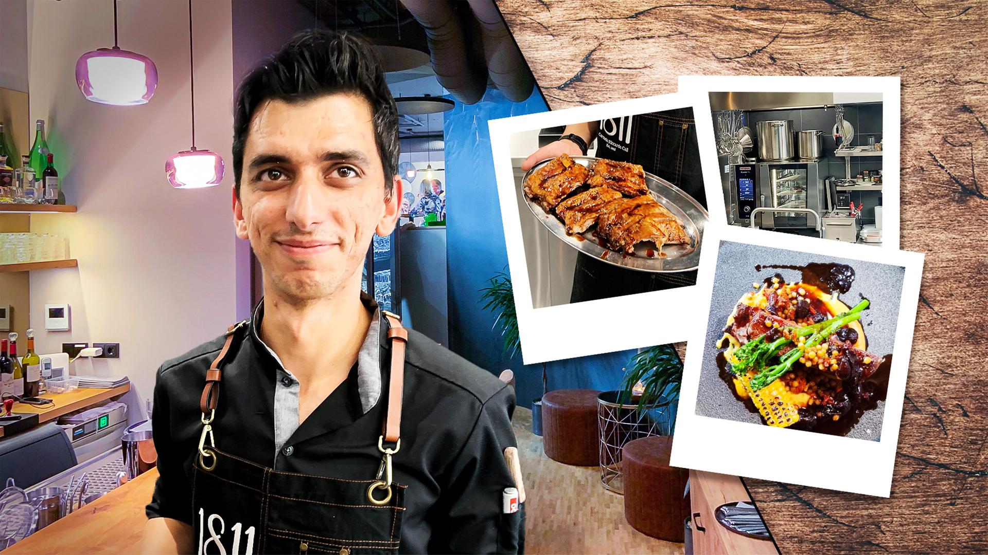 Collage eines Mannes und verschiedener Polaroidbilder.