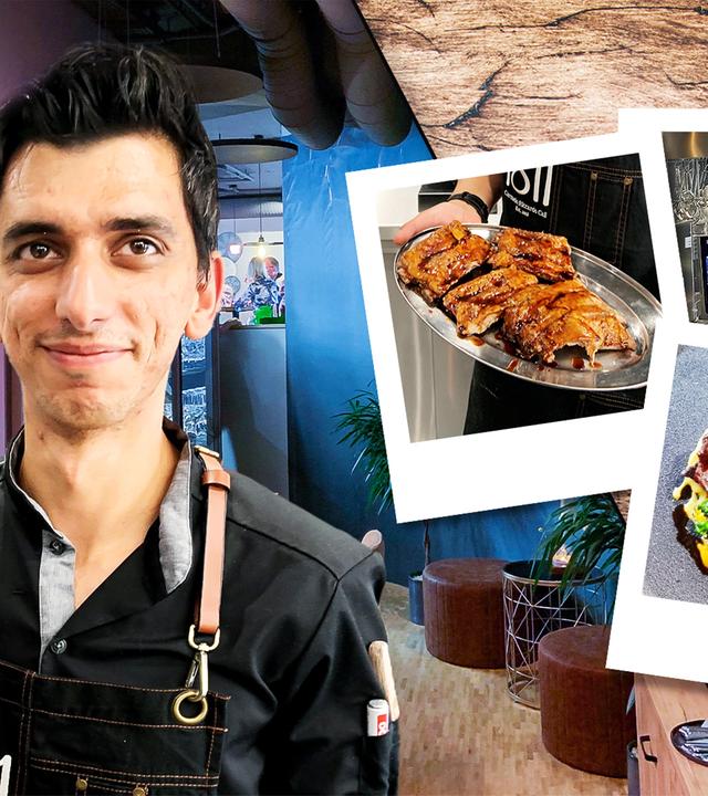 Collage eines Mannes und verschiedener Polaroidbilder.