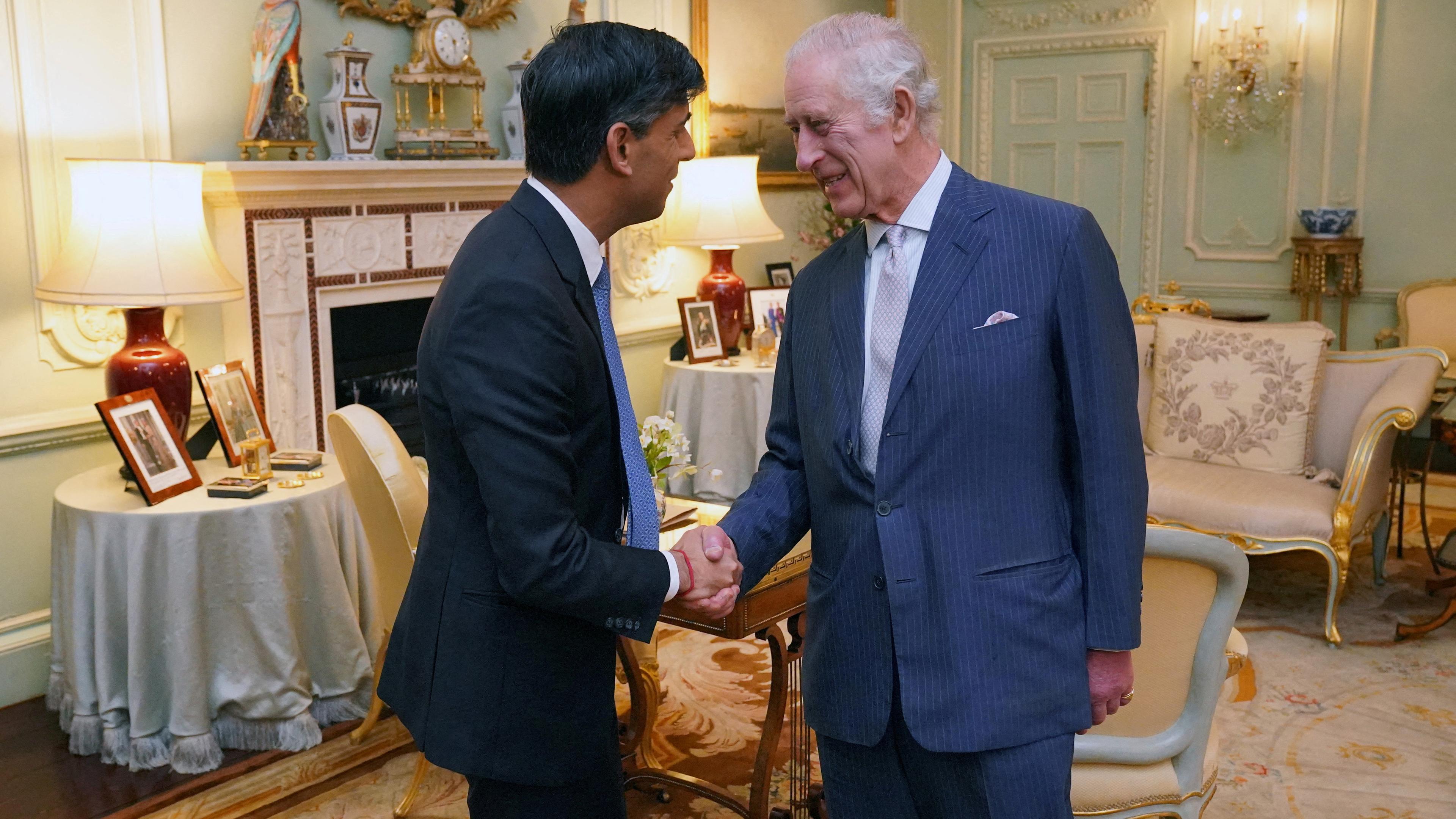 König Charles empfängt Premier Rishi Sunak und nimmt seinen ersten offiziellen Termin nach Bekanntgabe seiner Krebserkrankung war.