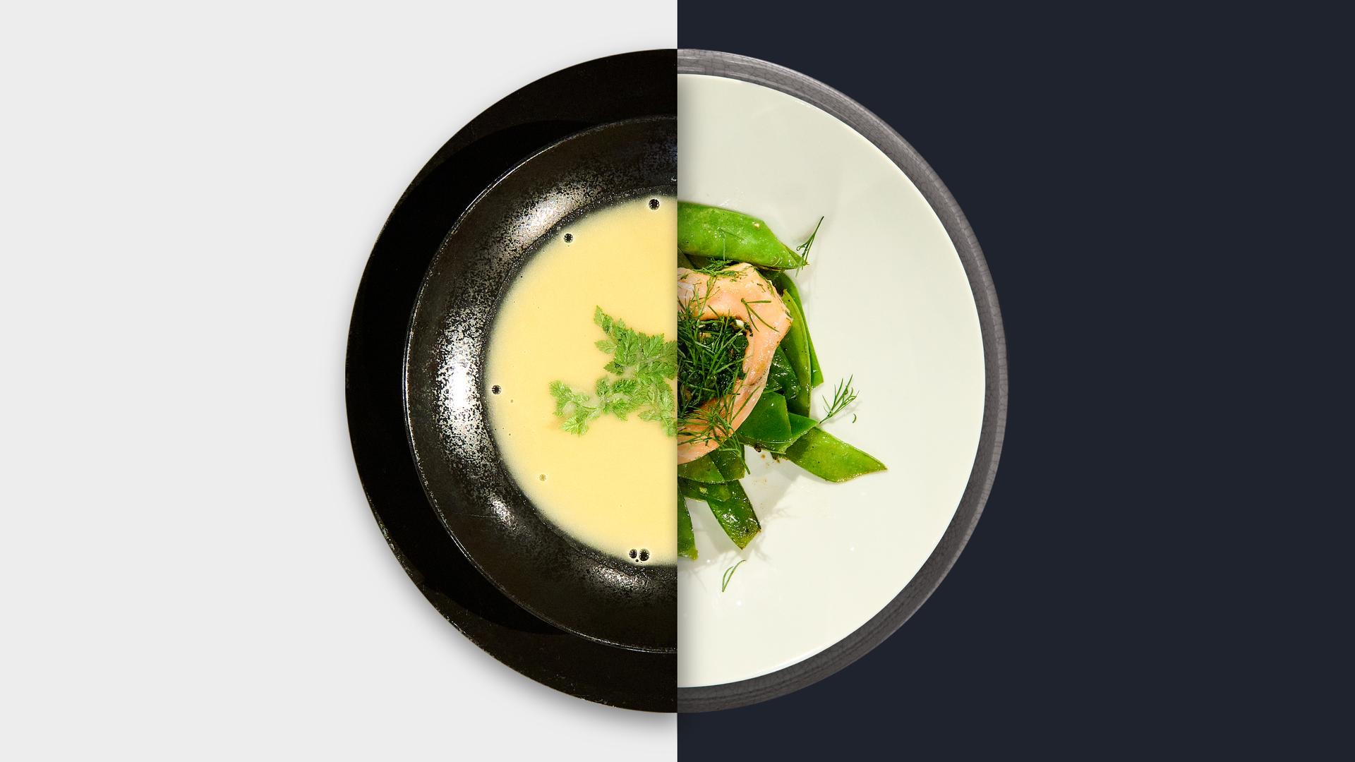 Kohlrabisuppe vs. Lachstaschen