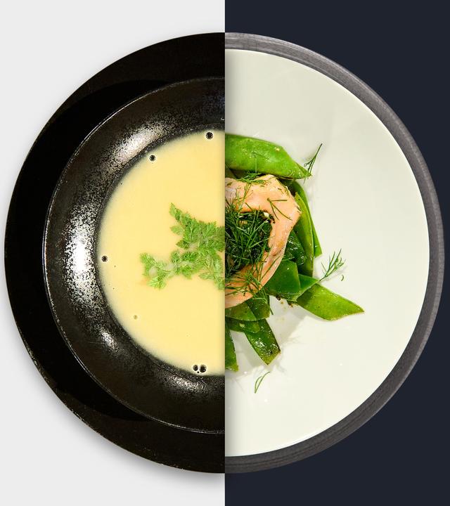Kohlrabisuppe vs. Lachstaschen