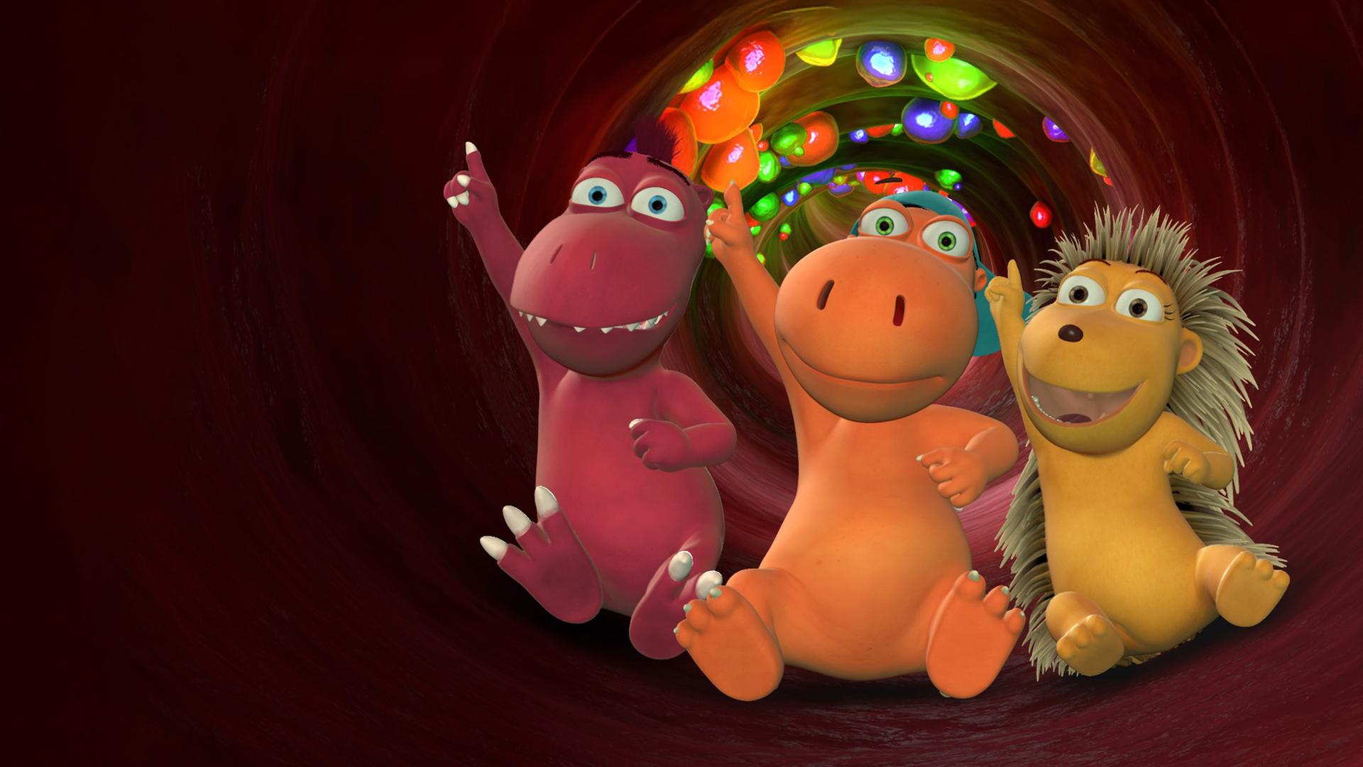 Der kleine Drache Kokosnuss, Oskar und Matilda lassen sich selbst im Schlund eines Schlucklochs nicht die Laune verderben.