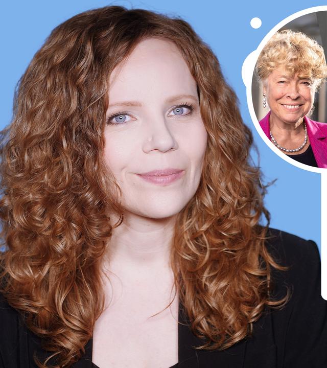 Sarah Bosetti befindet sich vor einem blauen Hintergrund. Rechts neben ihr steht "Die Rettung der SPD". In einer Sprechblase darunter steht "Kommentarspalte".