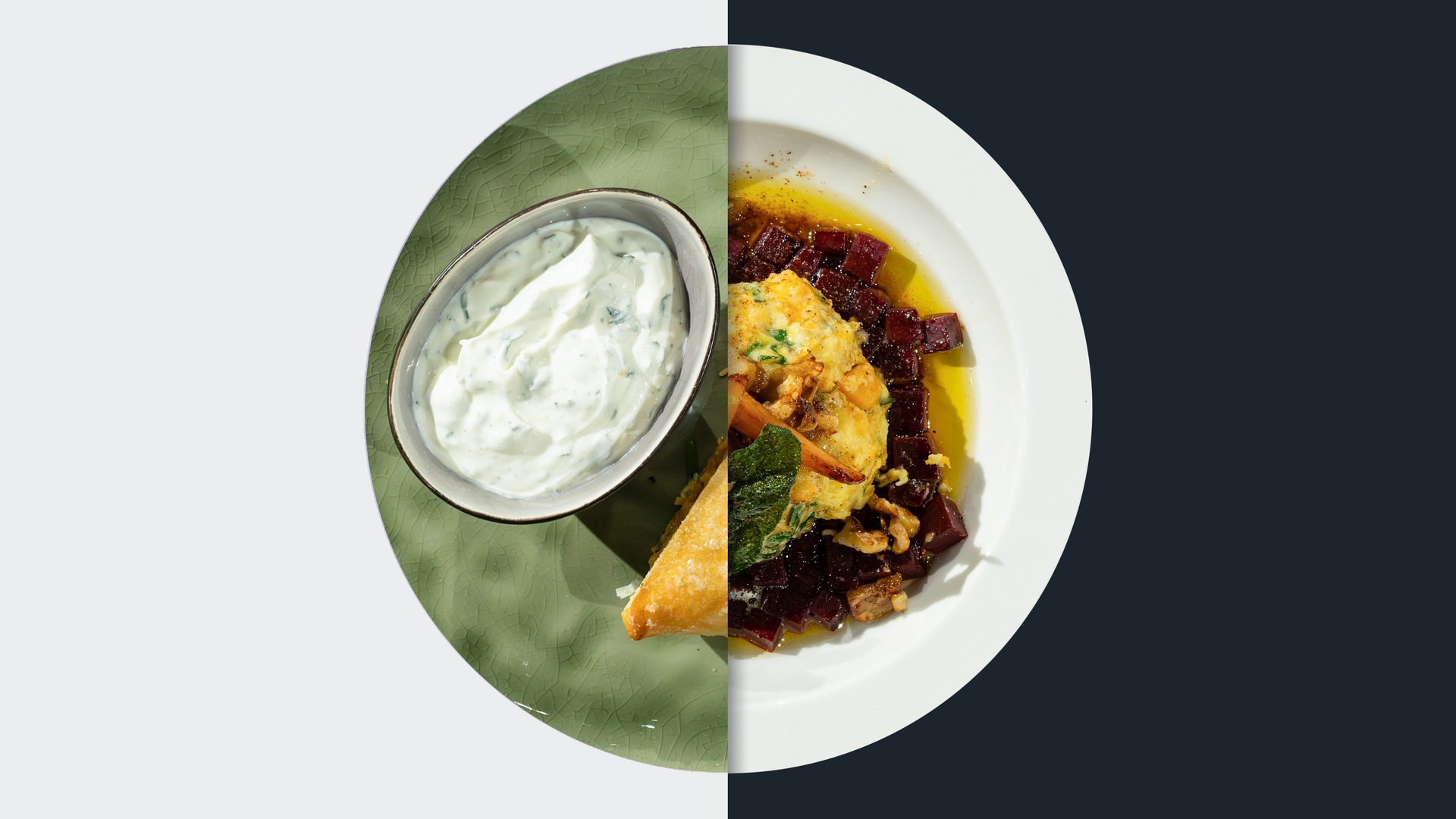 Kräuter-Crème-fraîche vs. Kürbisknödel