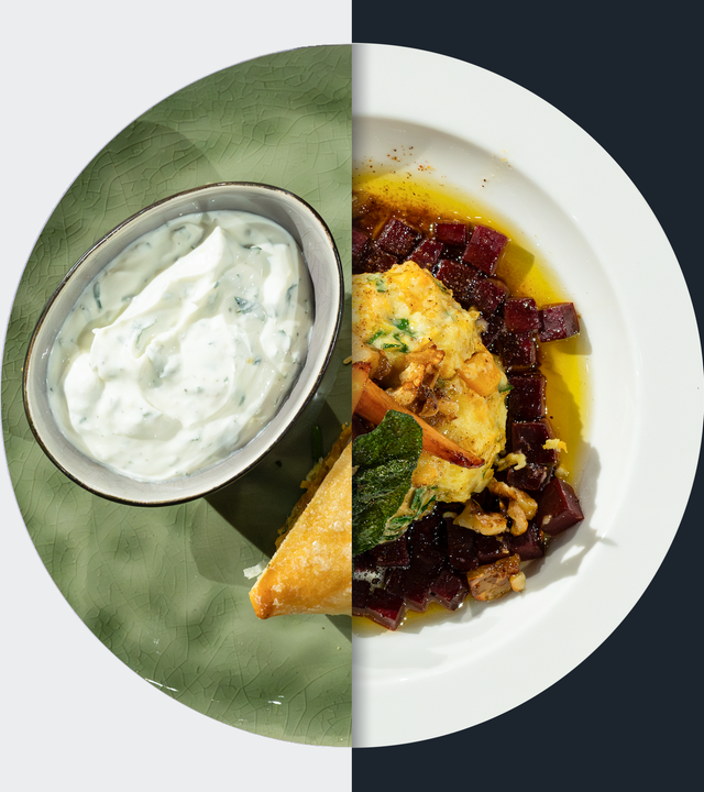 Kräuter-Crème-fraîche vs. Kürbisknödel