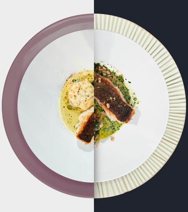 Krosser Kabeljau im Brunnenkresse-Sud mit offener Spinatlasagne