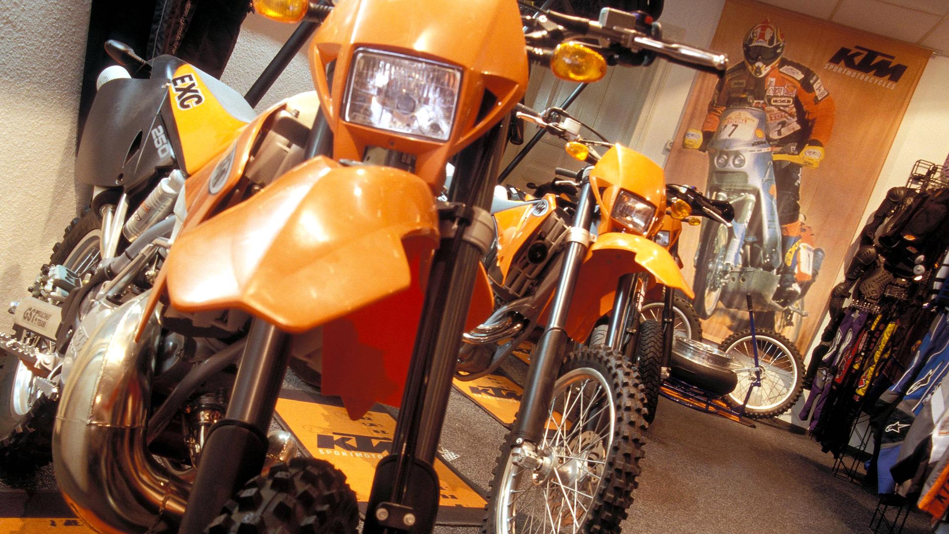 Geländemotorrad-Enduro EXC 250 ccm im KTM GST Shop (Archgivfoto)