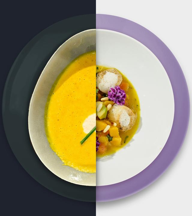 Kürbiscremesuppe vs. Jakobsmuschel