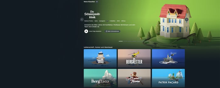 Screenshot aus dem ZDF-Streamingportal der Themenseite Retro-Klassiker