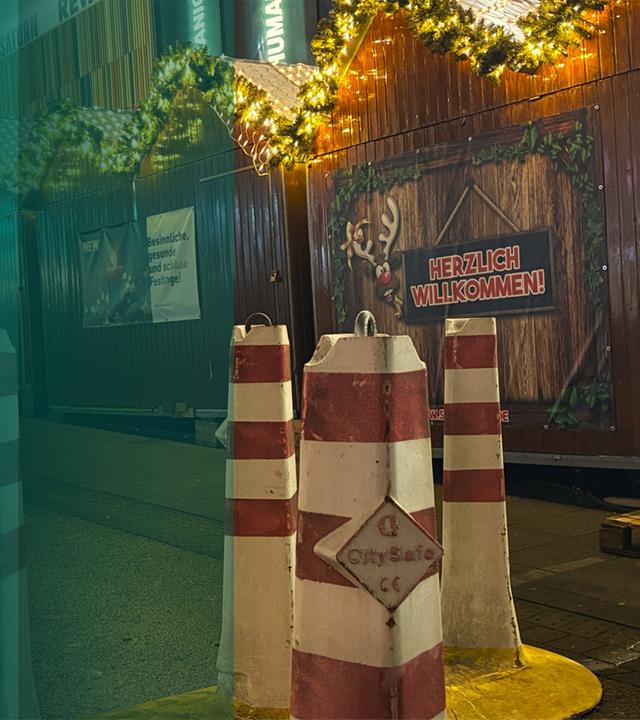 Weihnachtsmarkt mit Sicherheitsmaßnahmen