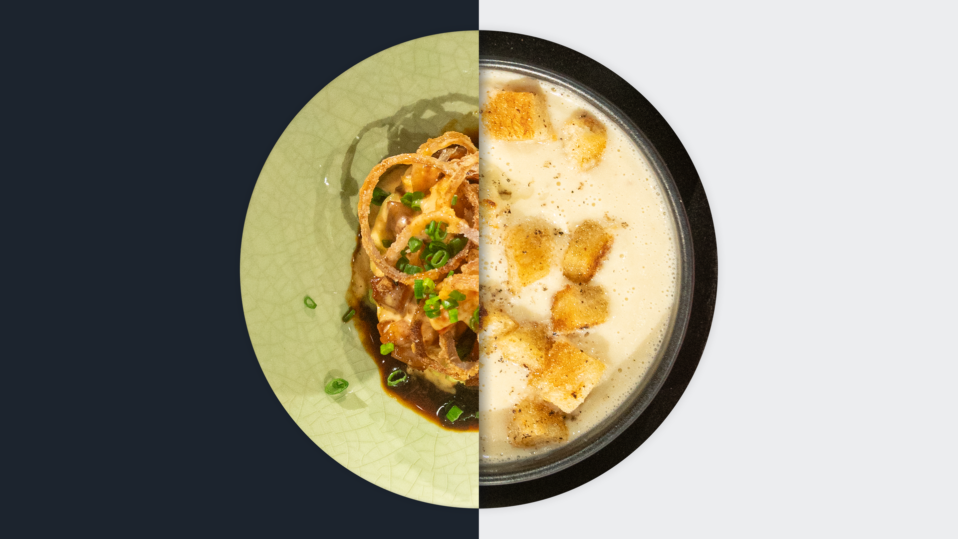 Lachs-Avocado-Tatar vs. Sellerieschaumsuppe