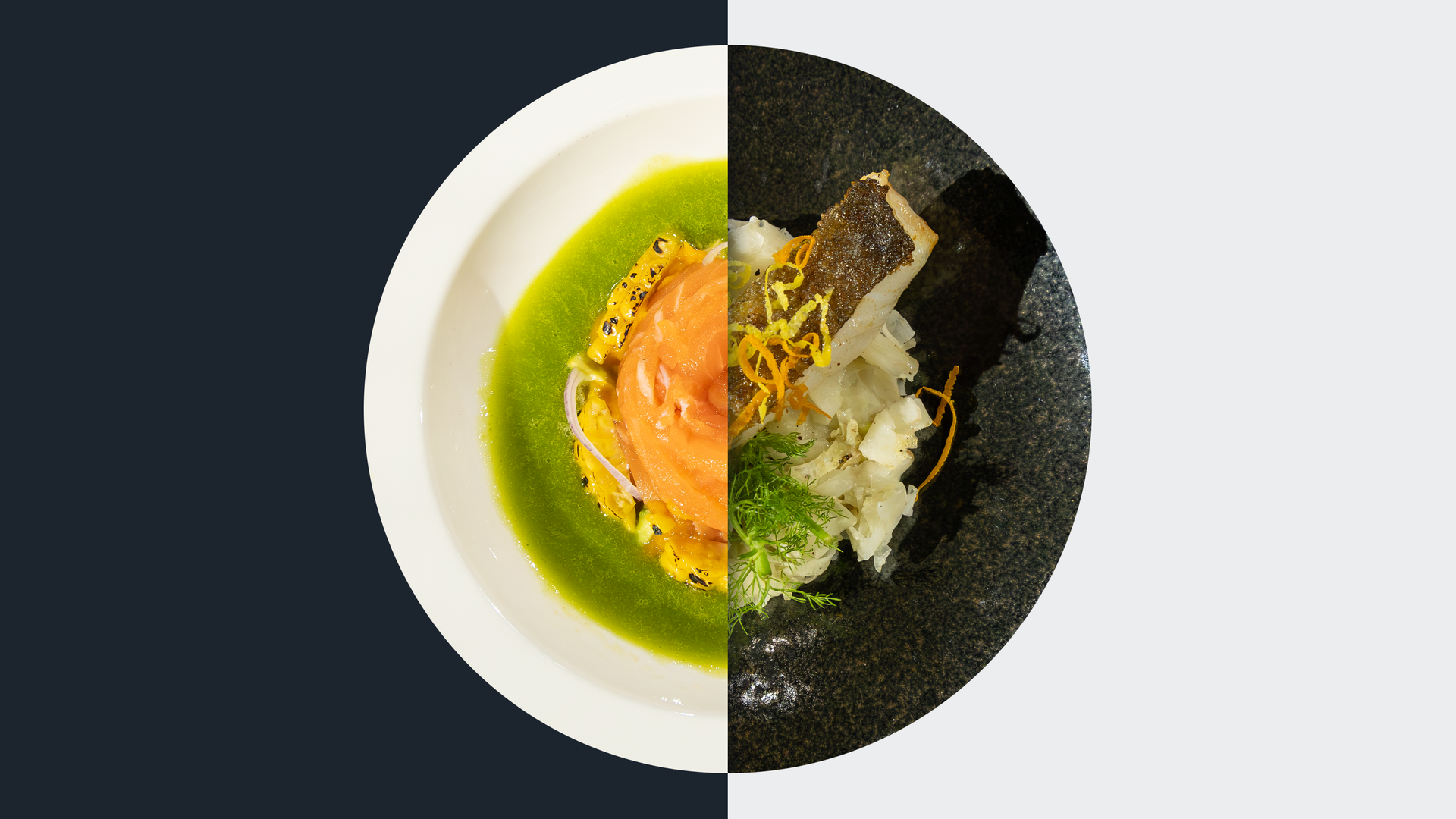 Lachs-Sashimi-Rose vs. Gebratener Kabeljau