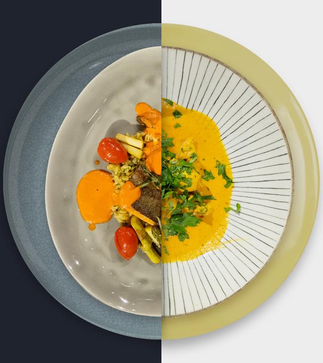 Lachsforellenfilet vs. Butter-Chicken 