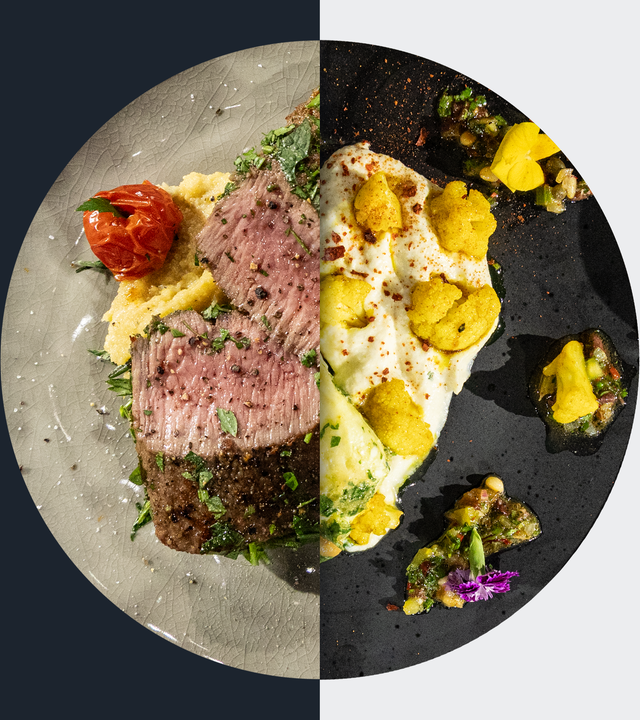 Lammrücken im Kräutermantel vs. Blumenkohlcreme