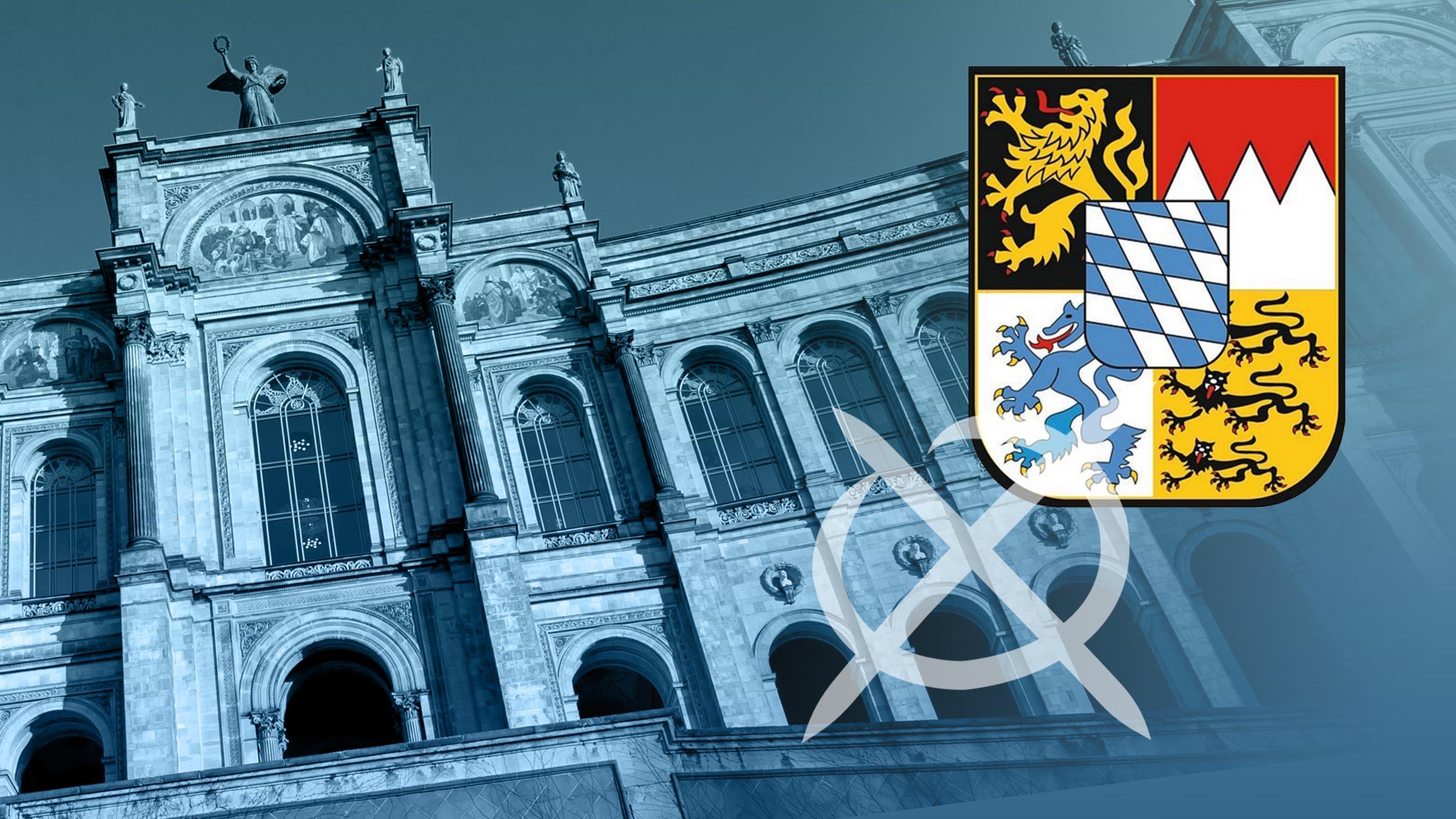 Wahl in Bayern 2023: Landtag und Wappen Bayern