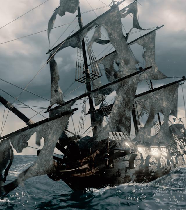 Ein Geisterschiff in der Nordsee. (Computeranimation)