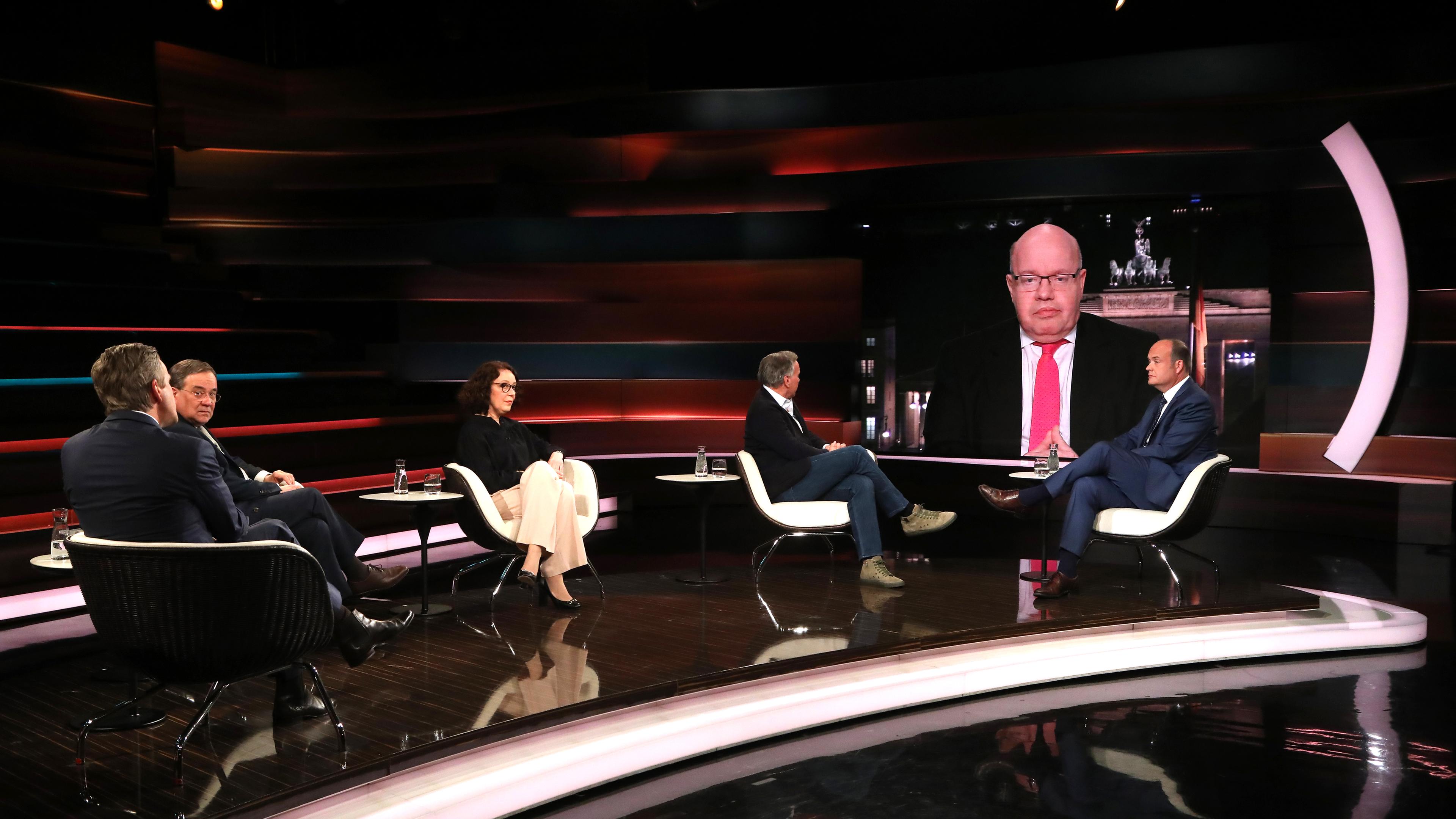 Markus Lanz mit Armin Laschet, Christina Berndt, Nico Hofmann, Peter Altmaier und Robin Alexander