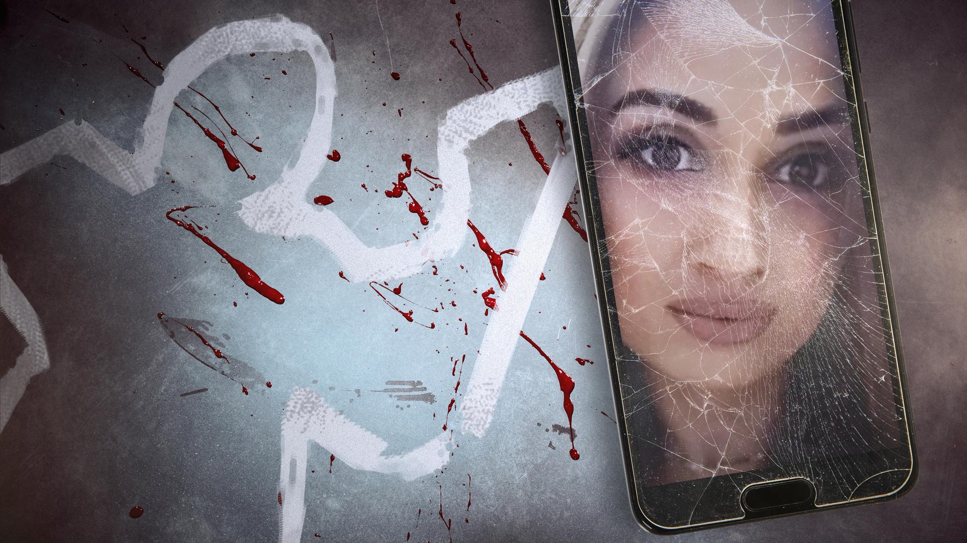 Ein Porträtfoto der ermordeten Nadine Lott hängt mit einer Klammer an einer Leine.