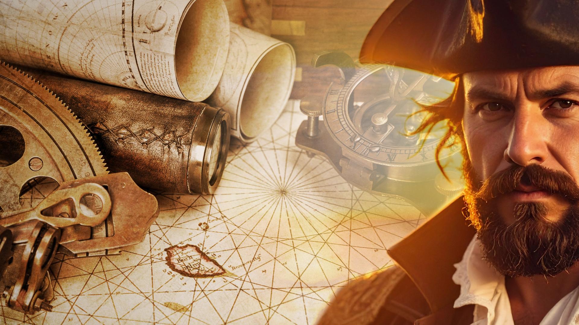 Collage: Ein Mann mit ernstem Gesichtsausdruck 