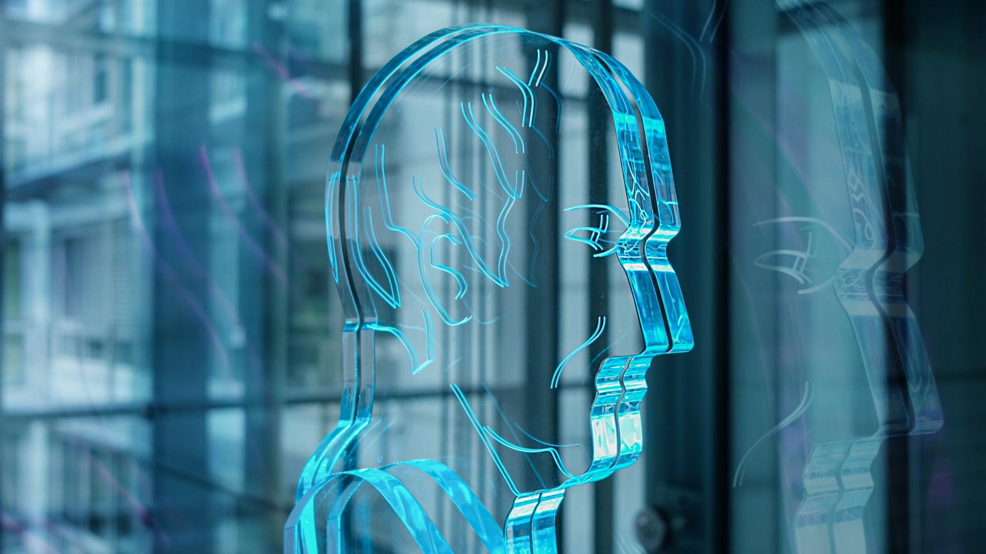 Glas-Statue von Gottfried Wilhelm Leibniz