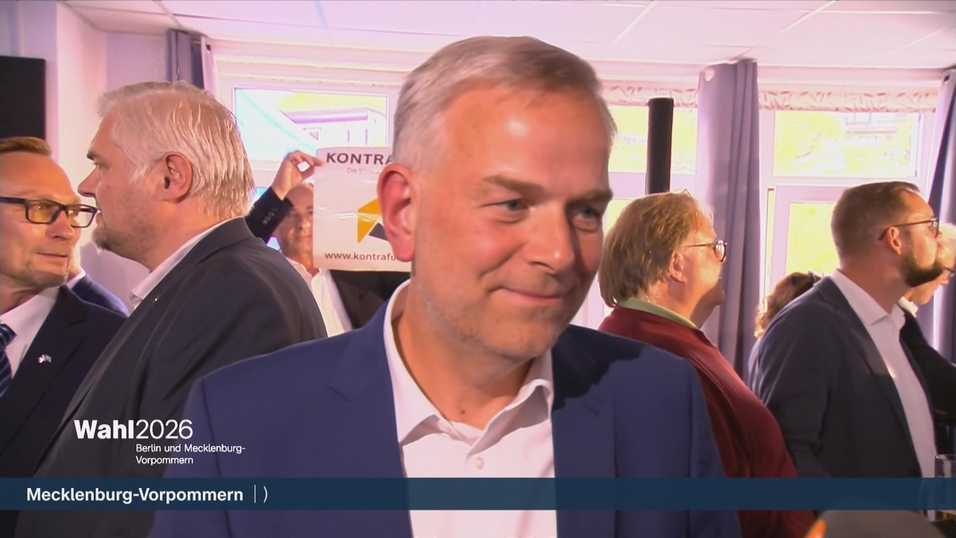 Leif-Erik Holm von der AfD mit einer Reaktion zur Landtagswahl in Mecklenburg-Vorpommern.