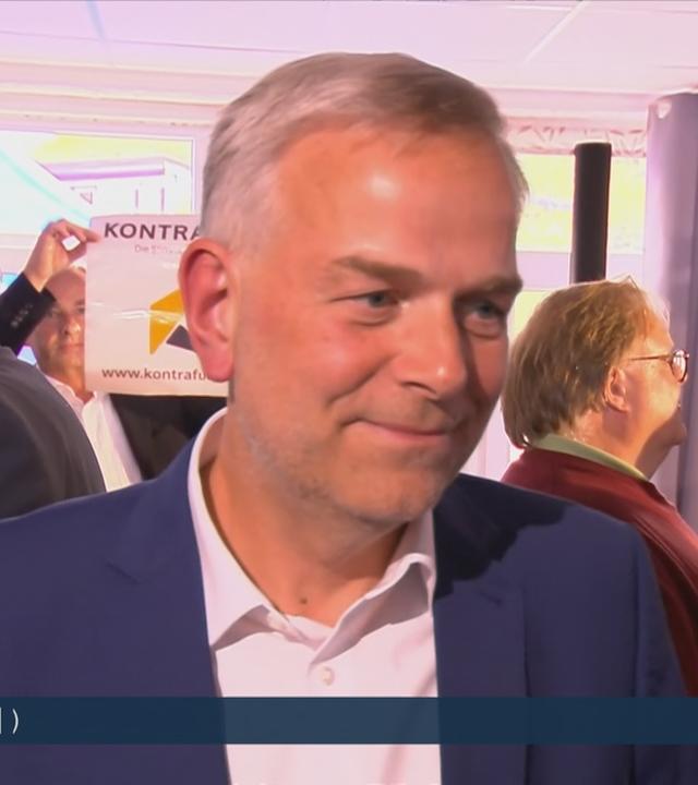 Leif-Erik Holm von der AfD mit einer Reaktion zur Landtagswahl in Mecklenburg-Vorpommern.