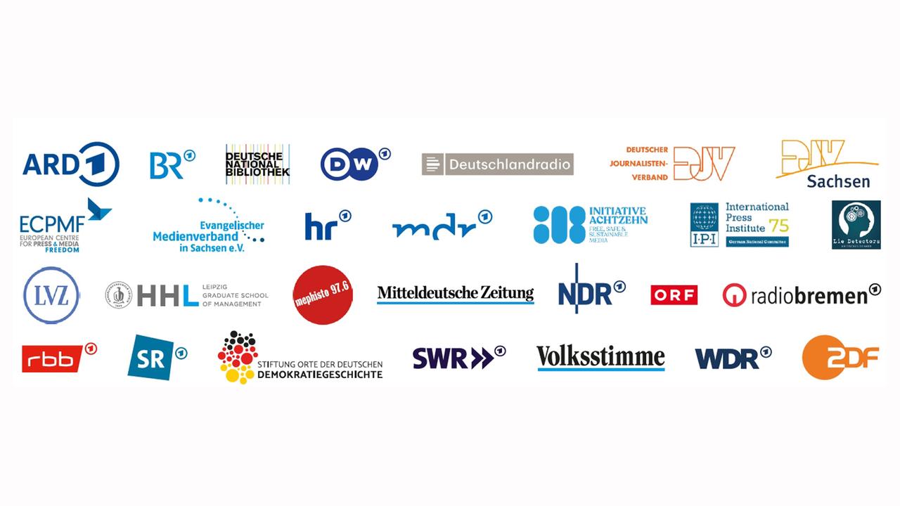 Sender- und Firmenlogos, die den Leipziger Appell unterschrieben haben