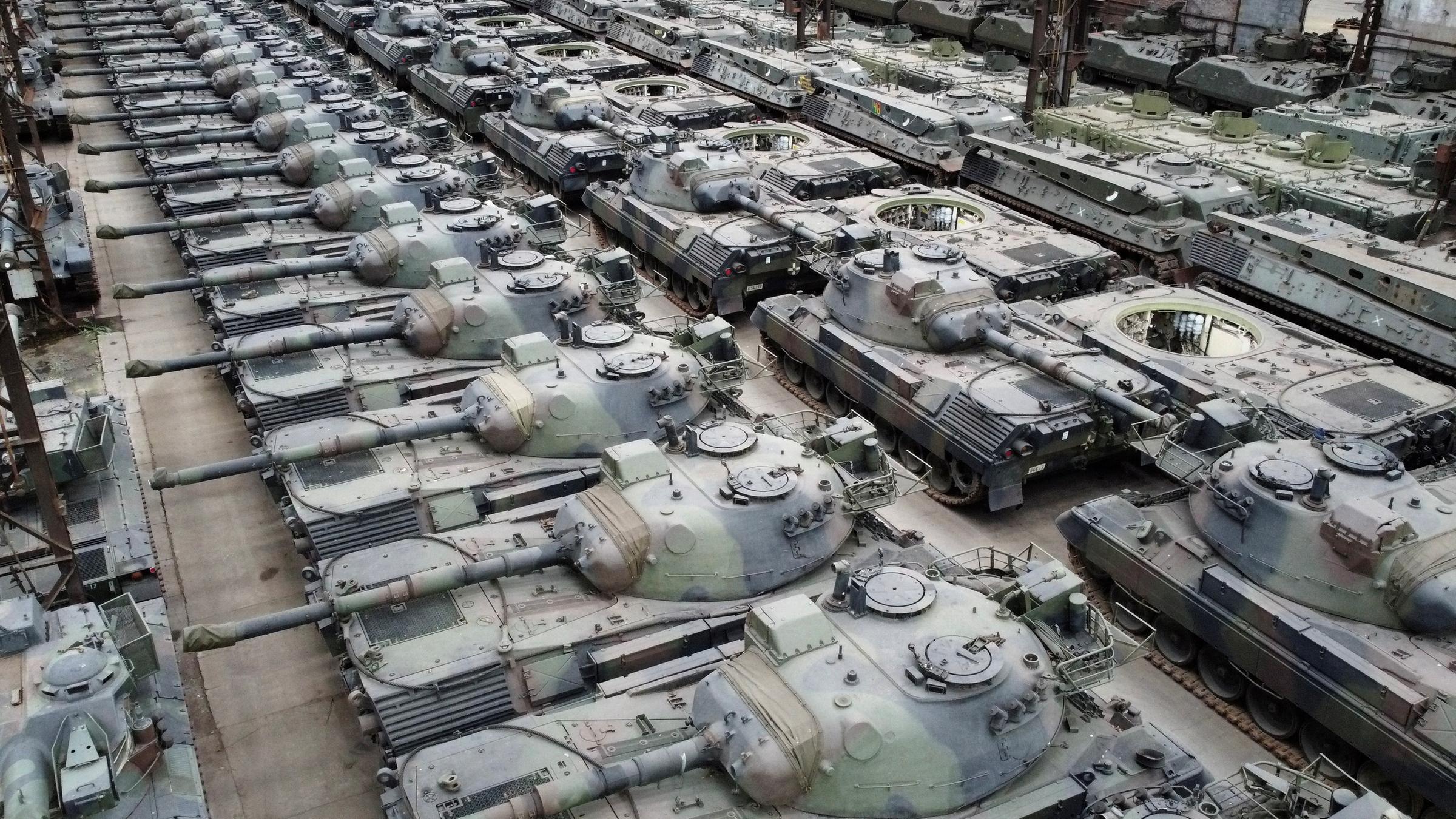 Leopard 1 tank in a hangar in Belgium