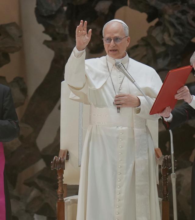Papst Leo XIV. trifft sich zur Audienz mit internationalen Medienvertretern in der Halle Paul VI. im Vatikan.