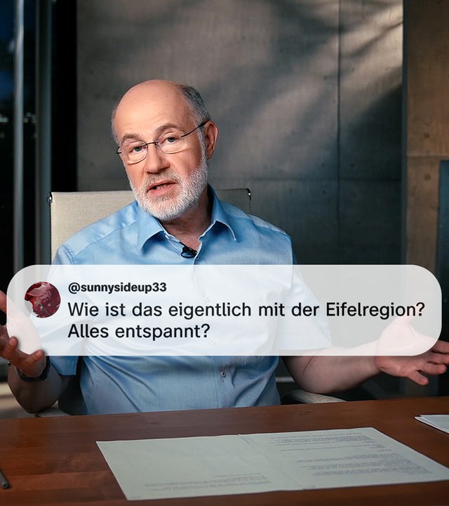 Harald Lesch hält eine Zuschauerfrage: "Was ist eigentlich mit der Eifelregion?"