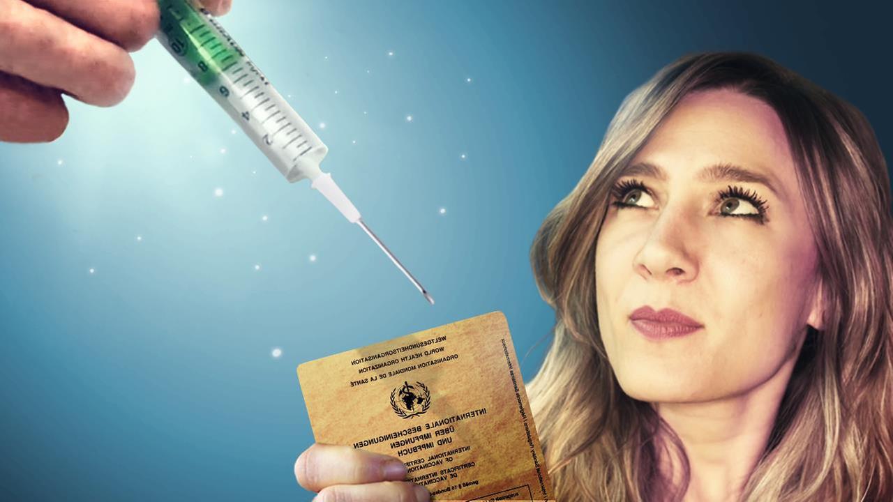 Grafik: Jasmina Neudecker mit Impfausweis und Spritze