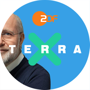 Lesch und Co: Harald Lesch auf blauem Hintergrund mit grünem Terra X Logo
