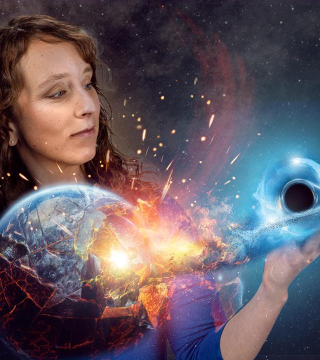 Suzanna Randall hält kleines Schwarzes Loch in der Hand