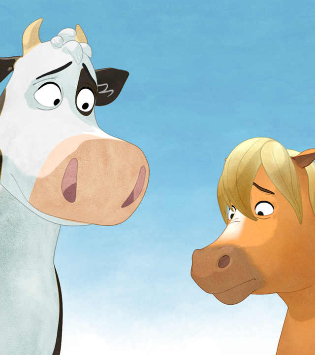 Lieselotte und das Superpony stehen nebeneinander und gucken traurig.