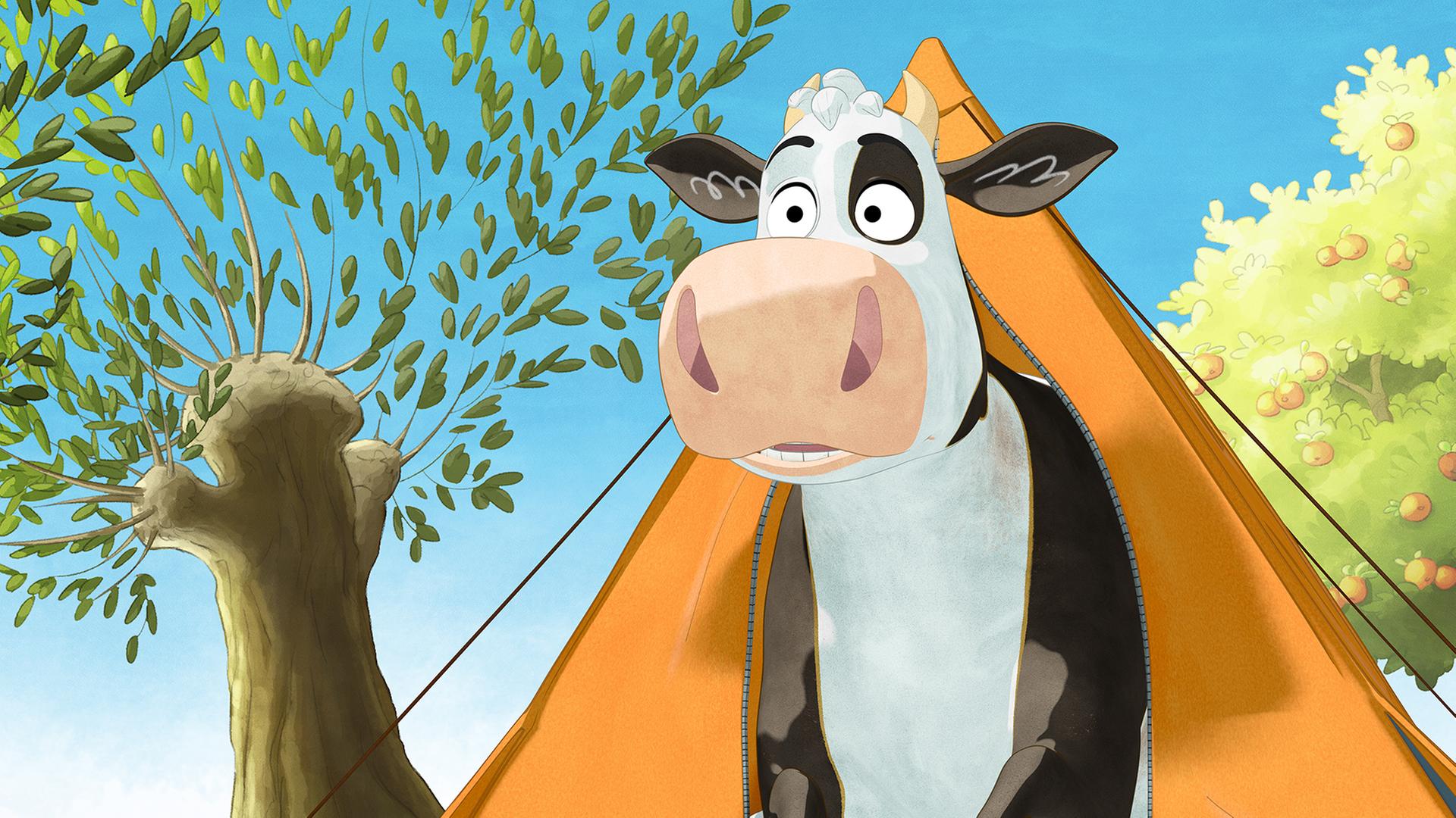 Lieselotte steckt ihren Kopf aus dem Zelt.