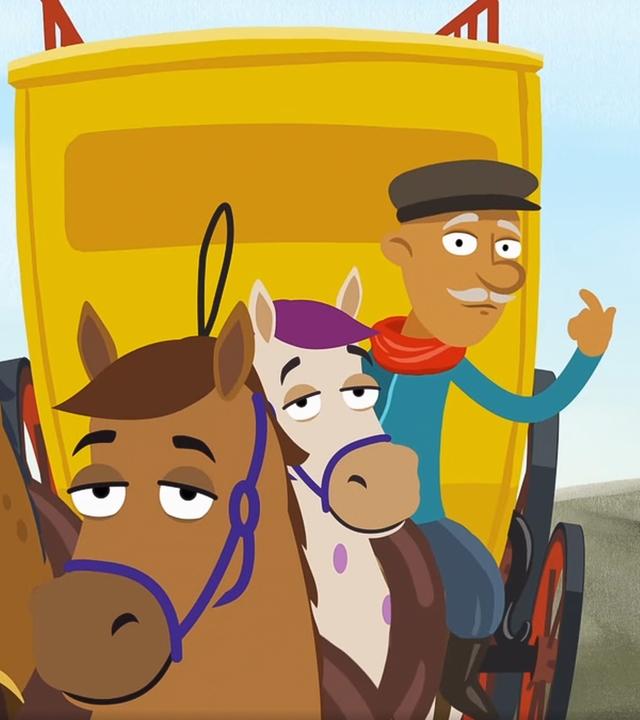 Animation: Eine Kutsche fährt auf einer Straße