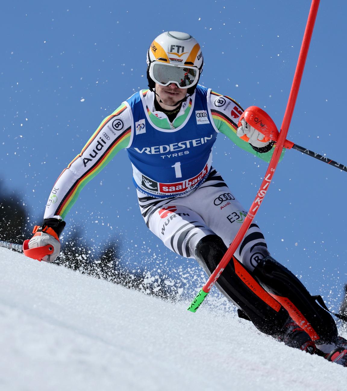 Linus Strasser bei seinem ersten Lauf im Slalom des alpinen Ski-Weltcups.