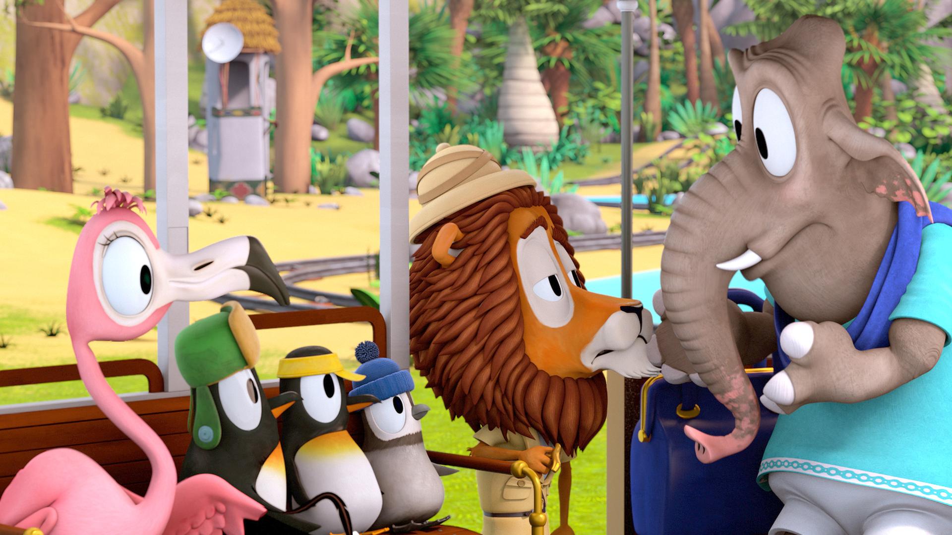 Lionel schaut ganz müde Elefantendame Emily an.