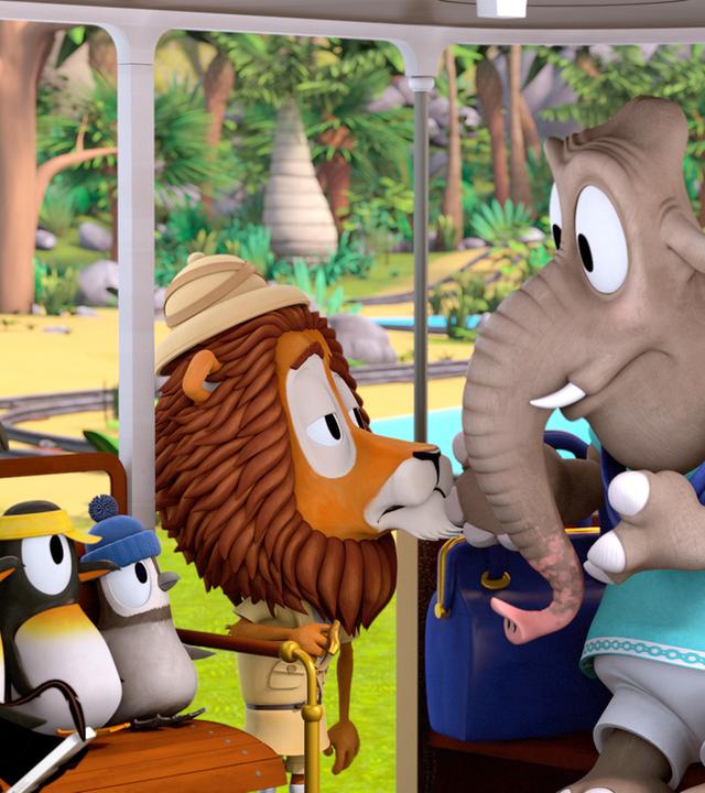 Lionel schaut ganz müde Elefantendame Emily an.