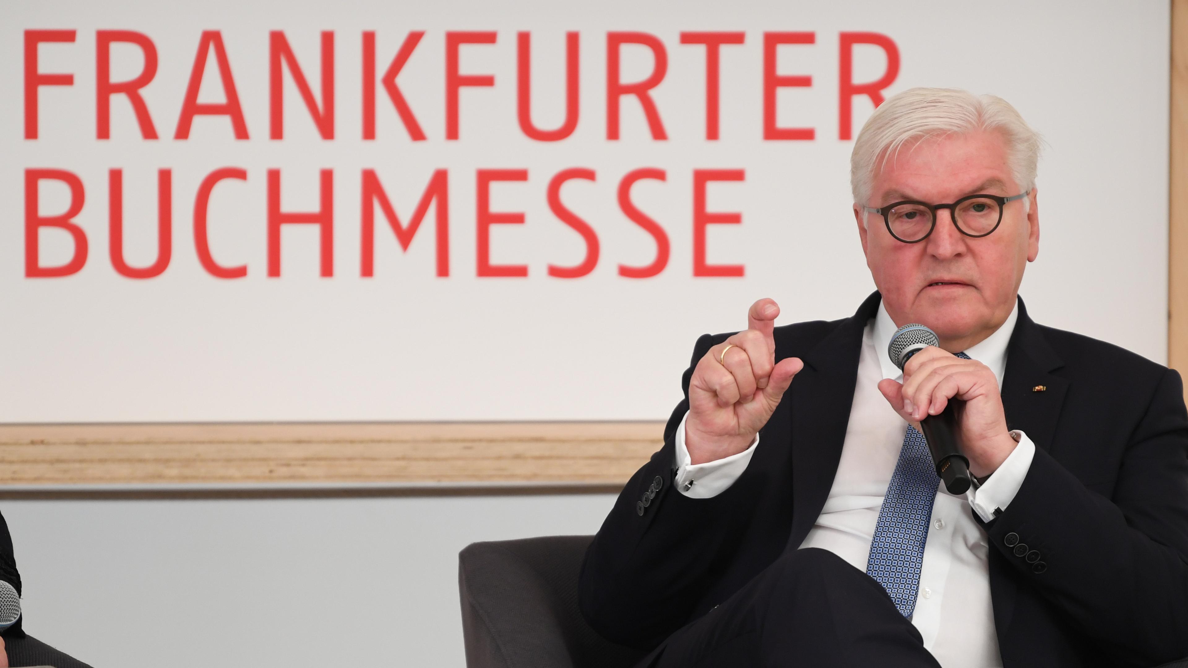 Bundespräsident Frank-Walter Steinmeier auf der Frankfurter Buchmesse am 10.10.2018 in Frankfurt.