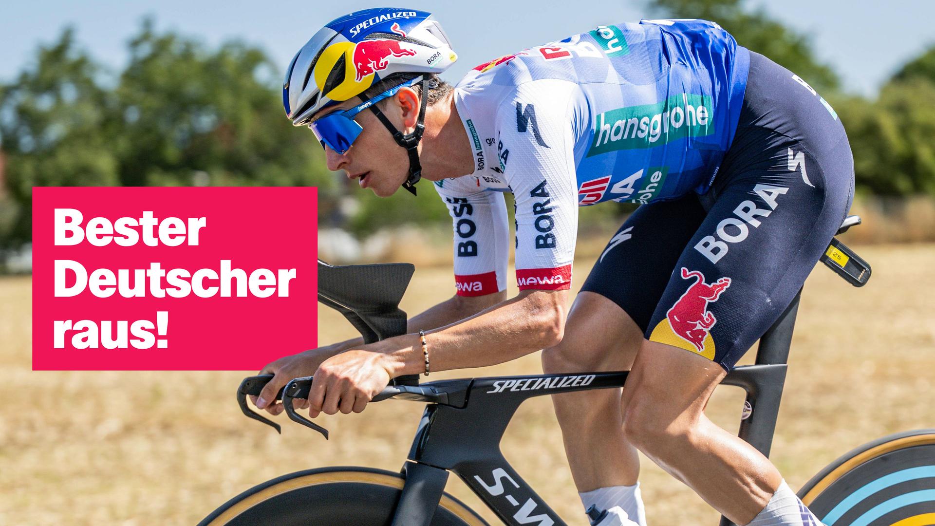 Lipowitz bei der Tour de France, Text: "Bester Deutscher raus!"