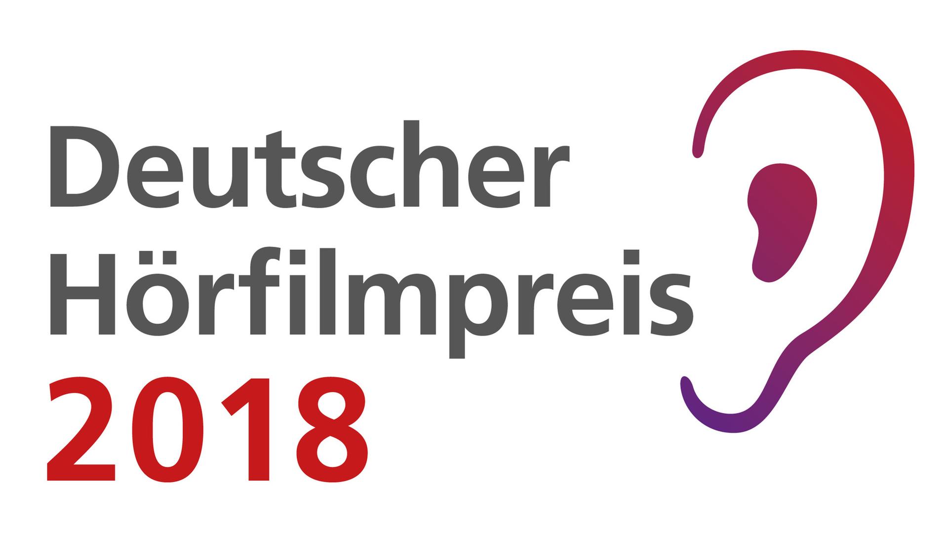 Schriftzug "Deutscher Hörfilmpreis 2018" und Bild von einem Ohr