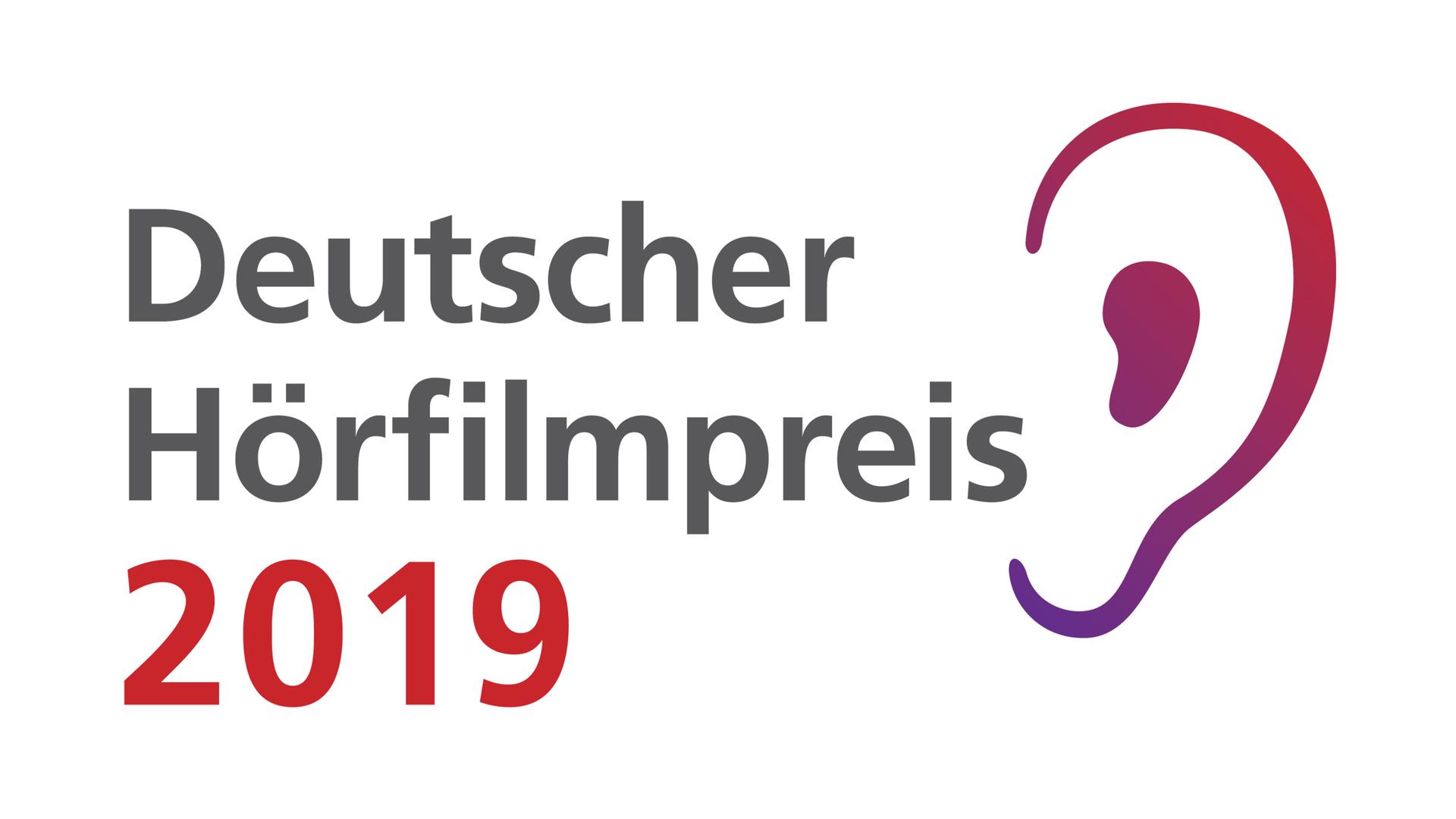 Schriftzug "Deutscher Hörfilmpreis 2019" und Bild von einem Ohr